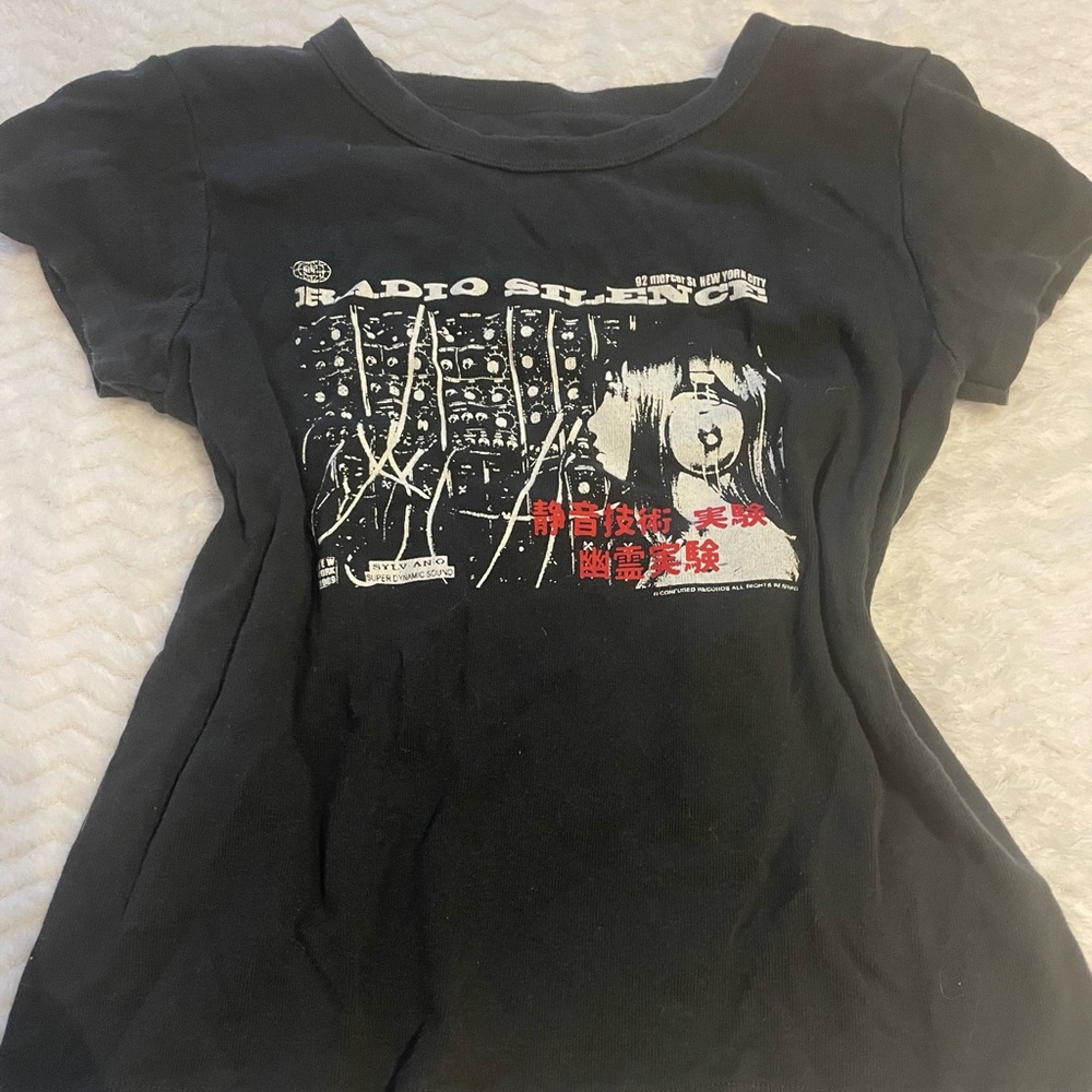 John Galt Brandy Melville black band Radio Silence baby tee